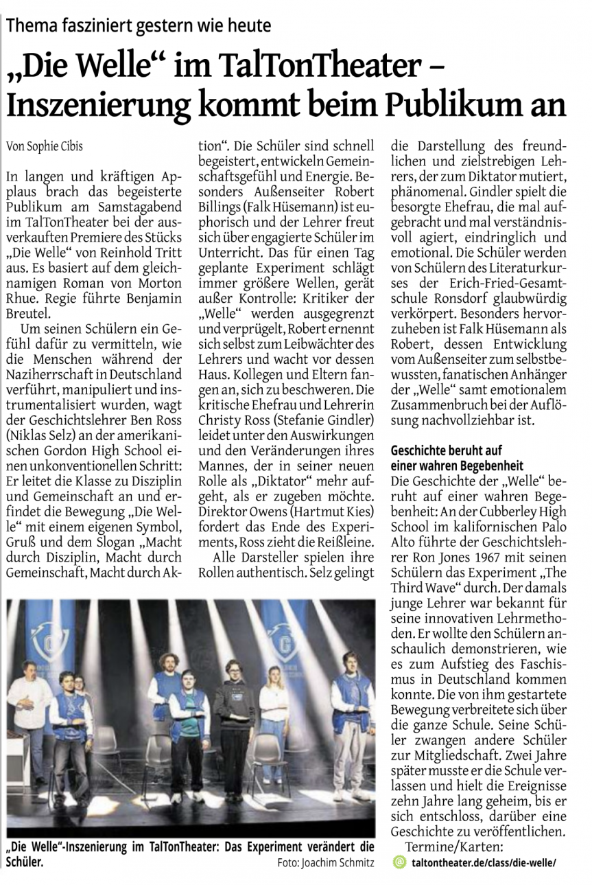 EFG Literaturkurs bei Die Welle im TalTonTheater